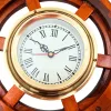 Timonă decorativa Giftdeco WC65, alamă și lemn, diametru 13,5 cm, stil retro, nautic