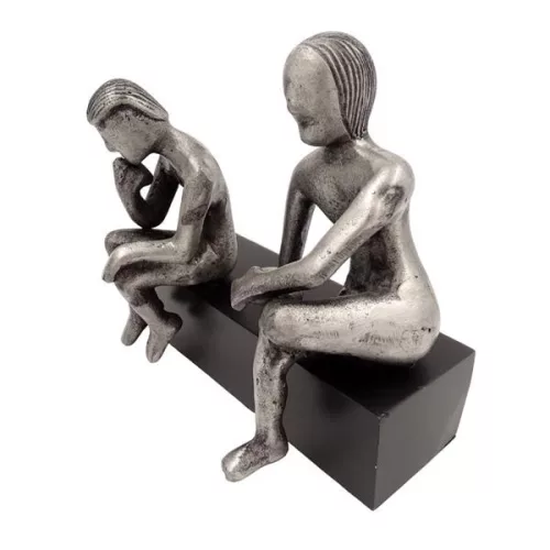 Figurină decorativa Divine Dekor, aluminiu și lemn, înălțime 18 cm, stil modern