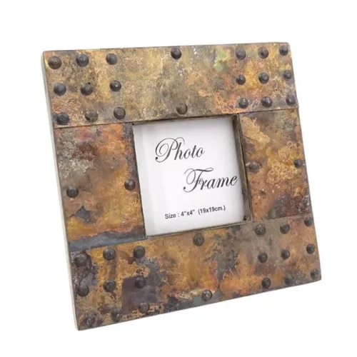Ramă foto Giftdeco A-1106, lemn de mango și metal, fotografie 10 x 10 cm, ramă 20 x 20 cm, stil vintage imagine 6