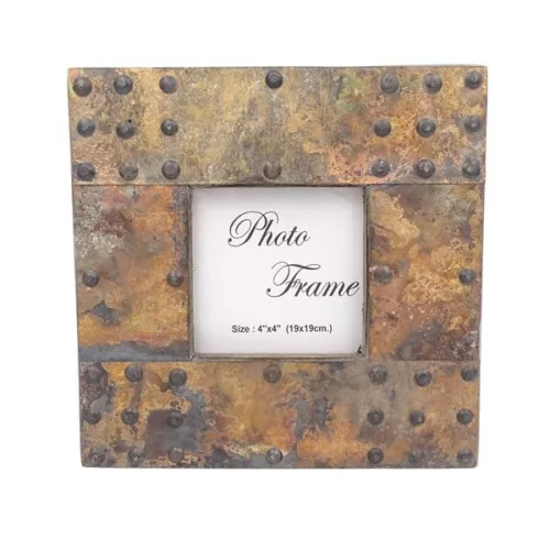 Ramă foto Giftdeco A-1106, lemn de mango și metal, fotografie 10 x 10 cm, ramă 20 x 20 cm, stil vintage imagine 9