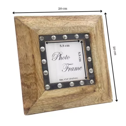 Ramă foto Giftdeco, pentru fotografie 10 x 10cm, lemn de mango și metal, 10 x 10cm Giftdeco 5902067221952 imagine 3