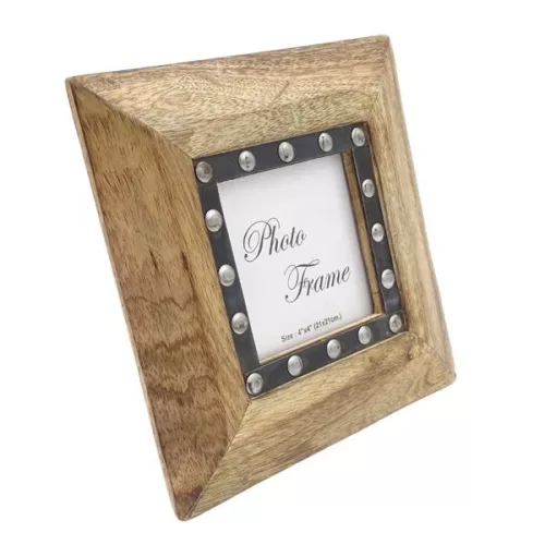 Ramă foto Giftdeco, pentru fotografie 10 x 10cm, lemn de mango și metal, 10 x 10cm Giftdeco 5902067221952 imagine 4