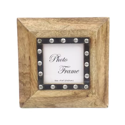 Ramă foto Giftdeco, pentru fotografie 10 x 10cm, lemn de mango și metal, 10 x 10cm Giftdeco 5902067221952 imagine 6