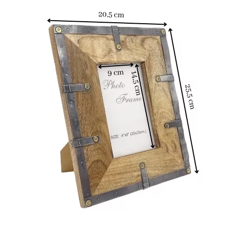 Ramă foto Giftdeco, pentru fotografie 10 x 15cm, lemn de mango și metal, 10 x 15cm Giftdeco 5902067222034 imagine 3