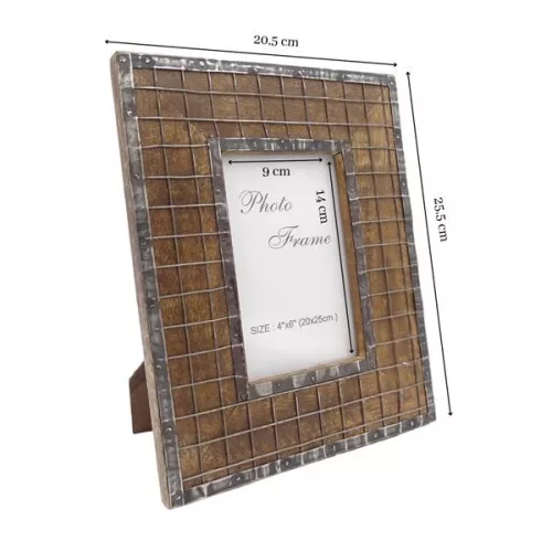 Ramă foto Giftdeco A-1328, pentru fotografie 10 x 15cm, lemn de mango și metal, 10 x 15cm Giftdeco 5902067222058 imagine 3