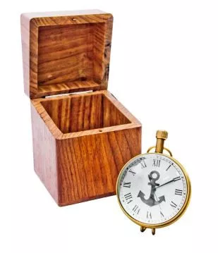 Ceas decorativ Giftdeco NI406A/1, lemn de trandafir, alamă și sticlă, înălțime 7 cm, lățime 5 cm, stil retro, nautic Giftdeco 5902067222294 imagine 3