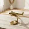 Avion decorativ din aluminiu auriu