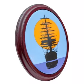   Machetă navala Giftdeco, metal și lemn, 18,5 cm x 14,5 cm, stil nautic, clasic