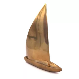 Machetă velier Giftdeco N-3044 auriu – profil lateral cu bază decorativă