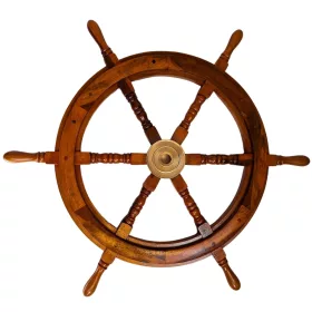Timonă decorativă Giftdeco SW2/30 din lemn și alamă, diametru 75 cm