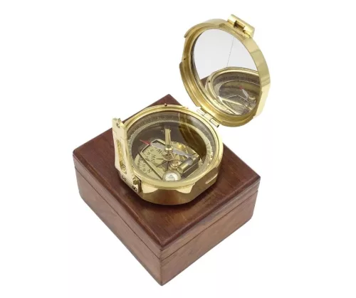Busolă Giftdeco CB5, alamă și lemn, 7,5 x 7 x 3,5 cm Giftdeco 5902067223406 imagine 3