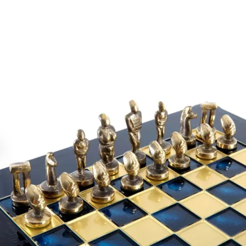 Set sah Manopoulos S22B, alamă, metal și lemn, înălțime 5 cm