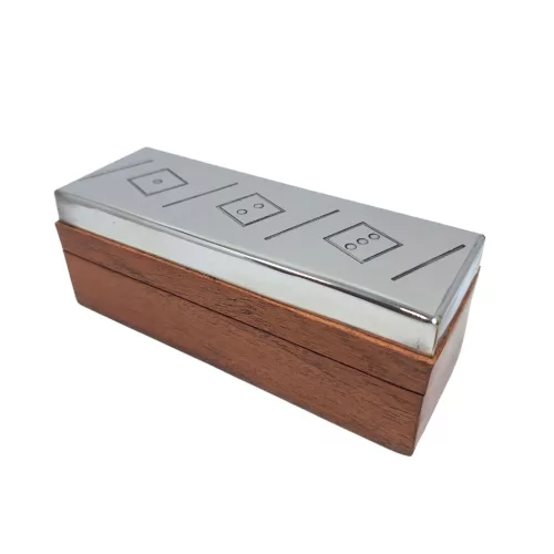 Joc cu zaruri Giftdeco G1117, metal și lemn, 12,5 x 4,5 x 4,5 cm, stil minimalist Giftdeco 5902067223697 imagine 5