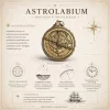 Astrolab decorativ Hemisferium H32, alamă și lemn, înălțime 12 cm, diametru 10 cm, stil modern, renaștere