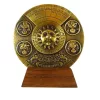 Calendar perpetuu Giftdeco H27 din alama si lemn, diametru 9 cm