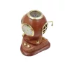 Cască de scafandru decorativa Giftdeco NC1220, alamă, sticlă și lemn, 10 x 9,5 x 11,5 cm, stil nautic