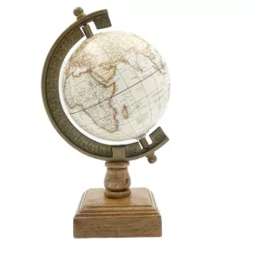 Glob geografic pe bază din lemn – detaliu