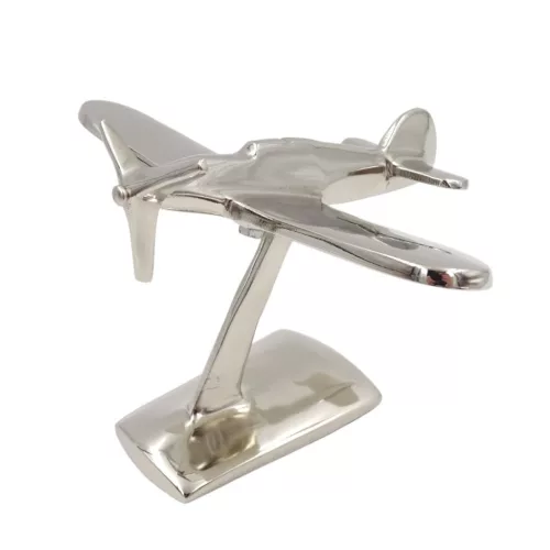 Model avion monomotor aluminiu argintiu