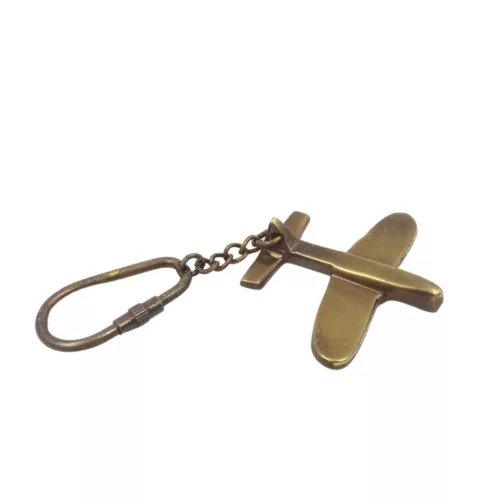 Breloc metalic avion 11 cm cu lant si clips
