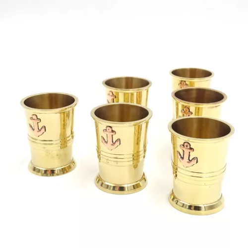 Set pahare shot Giftdeco, alamă, sticlă, cupru, metal și lemn, 16 cm x 10,5 cm x 5,5 cm, stil nautic Giftdeco 5902067226254 imagine 6