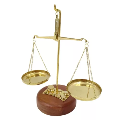 Balanță decorativa Giftdeco WSB8, alamă și lemn, stil vintage Giftdeco 5902067226292 imagine 4