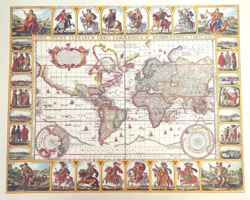 Harta decorativa Giftdeco M1652, 56 x 45 cm, stil vintage