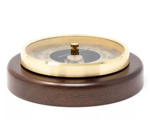 Barometru rotund Fischer 1436R-12, alamă, inox și lemn nuc, diametru 17 cm Fischer 5902067228319 imagine 4