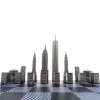 Set sah Skyline Chess, inox și lemn