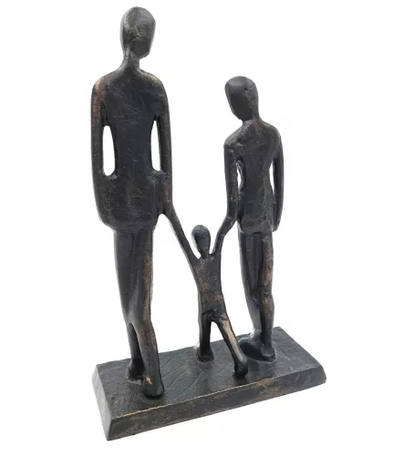 Familie cu copil figurina metalica neagra