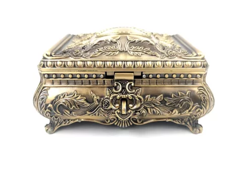 Cutie pentru bijuterii Giftdeco 21-20L, metal auriu, 16,8 x 12,2 x 9,2 cm, stil Ludovic Giftdeco 5902067229354 imagine 3