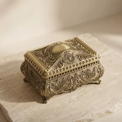 Cutie pentru bijuterii Giftdeco 21-20L, metal auriu, 16,8 x 12,2 x 9,2 cm, stil Ludovic Giftdeco 5902067229354 imagine 6