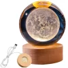 Lampă decorativă Giftdeco KKS Moon, glob din sticlă pe suport din lemn, LED USB, diametru 8 cm Giftdeco 5902067229712 imagine 2