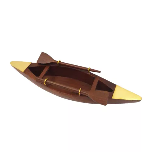 Model de barcă Giftdeco 717013, lemn și alamă, 25 x 6,3 x 4 cm, stil nautic minimalist Giftdeco 5902067229903 imagine 4
