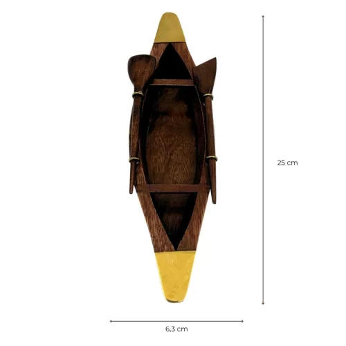 Model de barcă Giftdeco 717013, lemn și alamă, 25 x 6,3 x 4 cm, stil nautic minimalist Giftdeco 5902067229903 imagine 6