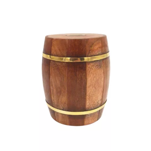 Pușculiță butoi Giftdeco DNU-002, lemn și alamă, imagine 2