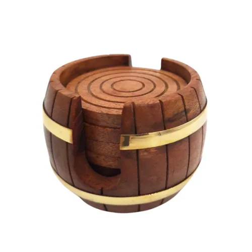 Set suporturi pahare Giftdeco DNU-019, alamă și lemn Giftdeco 5906142320127 imagine 3