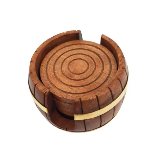 Set suporturi pahare Giftdeco DNU-019, alamă și lemn Giftdeco 5906142320127 imagine 4