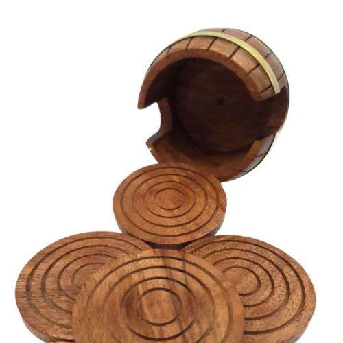 Set suporturi pahare Giftdeco DNU-019, alamă și lemn Giftdeco 5906142320127 imagine 5