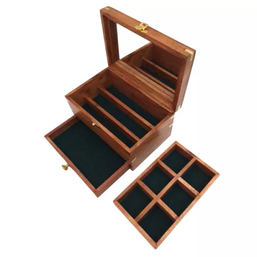 Cutie pentru bijuterii Giftdeco DNU-022, alamă, sticlă și lemn, 21,6 x 14,6 x 10,15 cm Giftdeco 5906142320158 imagine 6