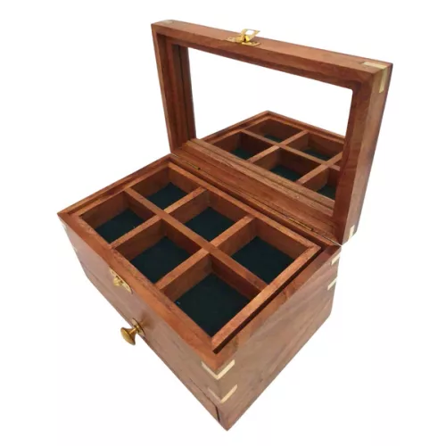 Cutie pentru bijuterii Giftdeco DNU-022, alamă, sticlă și lemn, 21,6 x 14,6 x 10,15 cm Giftdeco 5906142320158 imagine 7