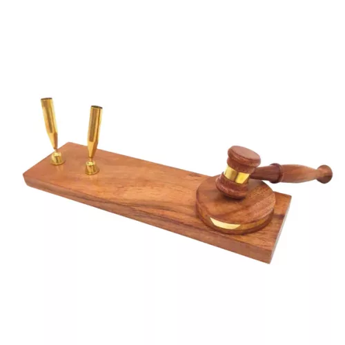 Ciocănel decorativ de birou Giftdeco DNU-023, alamă și lemn, 22,85 x 6,35 x 7,6 cm, stil retro, vintage, colonial Giftdeco 5906142320165 imagine 4