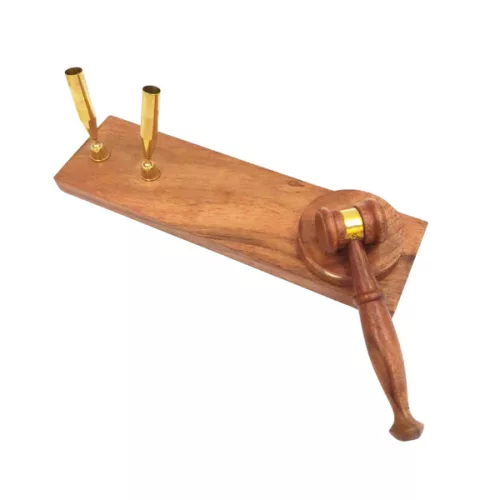 Ciocănel decorativ de birou Giftdeco DNU-023, alamă și lemn, 22,85 x 6,35 x 7,6 cm, stil retro, vintage, colonial Giftdeco 5906142320165 imagine 7