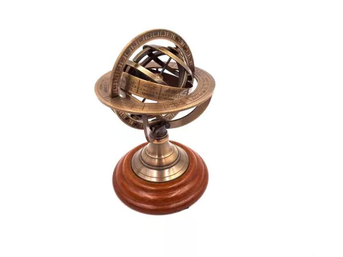 Astrolab vintage Giftdeco NI351, detaliu al inelelor astronomice din alamă