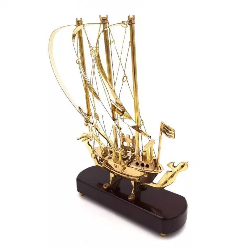 Obiect decorativ Giftdeco N-3615A, alamă și lemn, înălțime 30 cm, stil nautic, modern, clasic