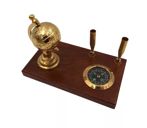 Busolă Giftdeco NC2144EZS, alamă și lemn, înălțime 13 cm, lățime 18 cm, stil retro, colonial Giftdeco 5906142321896 imagine 3
