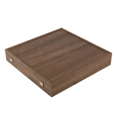 Set sah Manopoulos S12CBLU, alamă și lemn, 44 x 44 cm, stil renaștere