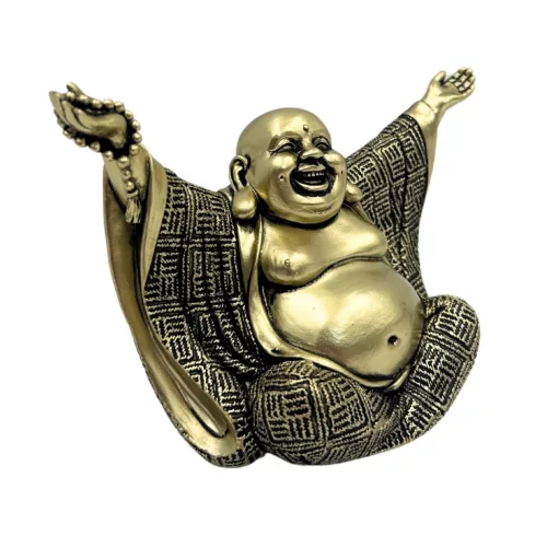 Buddha vesel decorativ auriu si negru