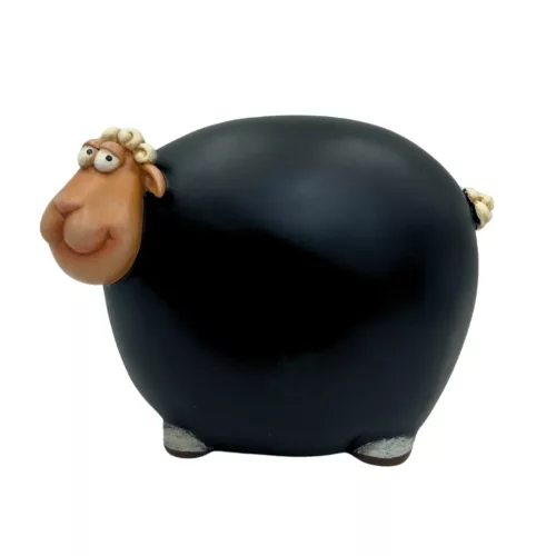 Figurina oita decorativa negru bej alb