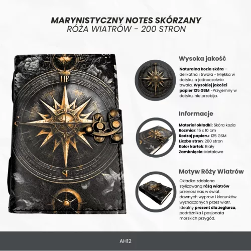 Motiv Roza vanturilor pe notes Giftdeco AH12