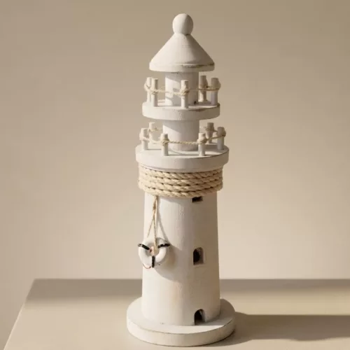 Far decorativ Giftdeco DT2509 din lemn, 9,5 x 9,5 x 25 cm, stil nautic imagine 3
